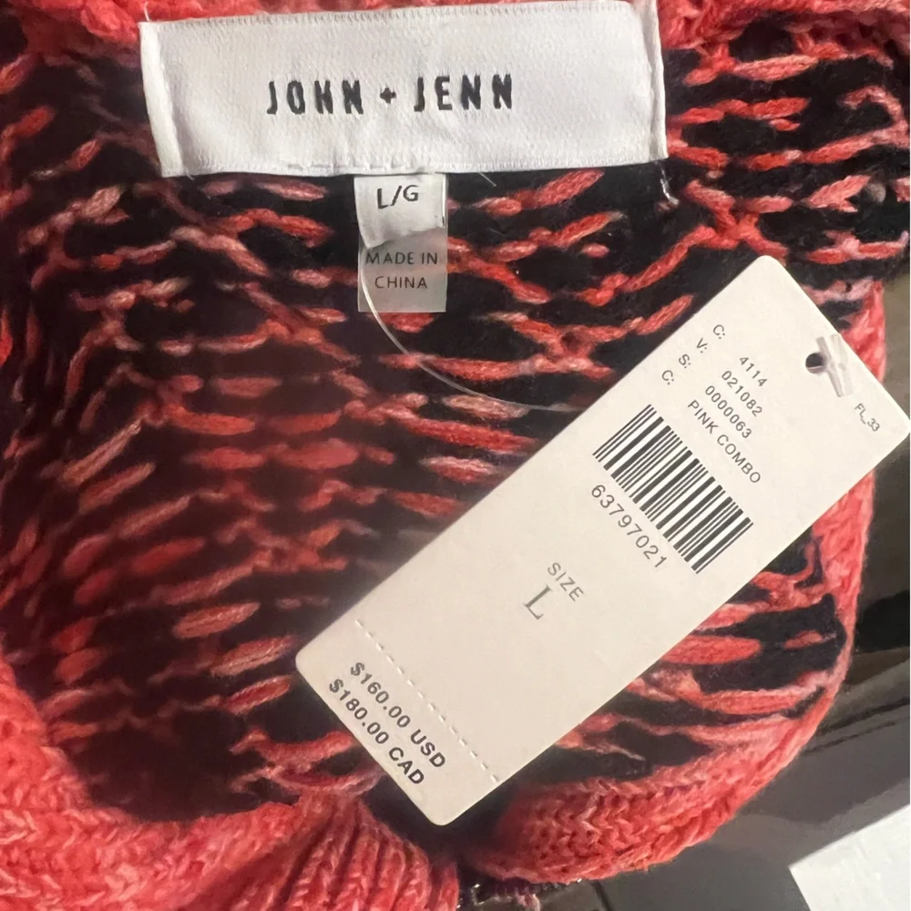Anthropologie John + Jenn Pink Combo Knit Pullover - Picture 3 of 3